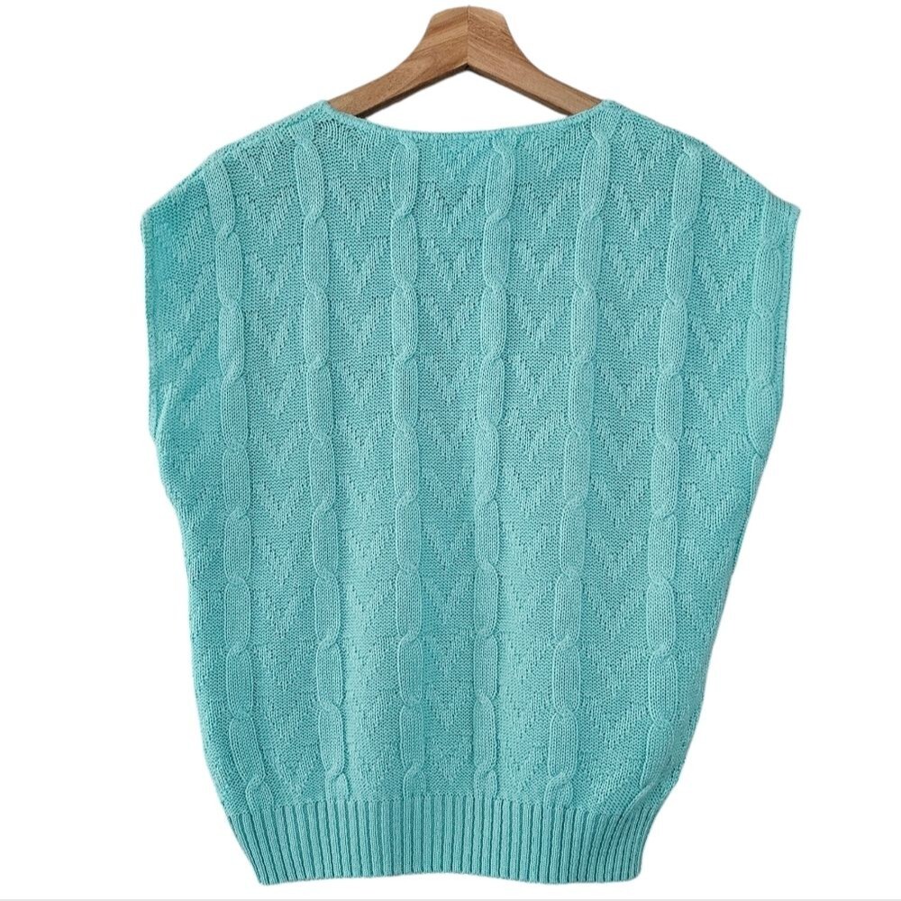 Vintage Sweater Bazaar Green Knit Top - Picture 2 of 4